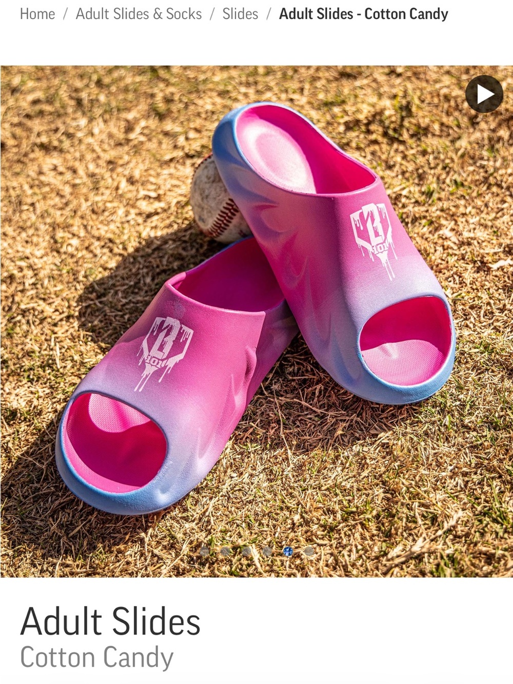 Baseball Lifestyle 101 Cotton Candy Foam Slides - Pink & Blue